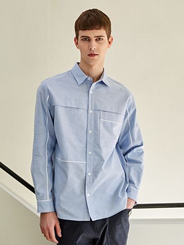 Chambray Oxford Piped-Trim Shirt - CUSTOM US - Modalova