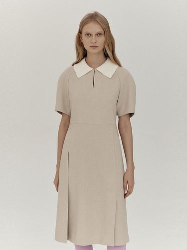 Knit Collar Volume Dress _Light Beige - ahwe - Modalova