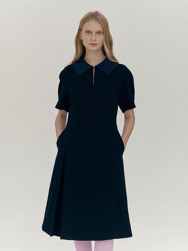 Knit Collar Volume Dress _Black - ahwe - Modalova