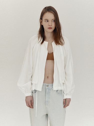 Banding Zip-Up Blouson Jacket _White - ahwe - Modalova