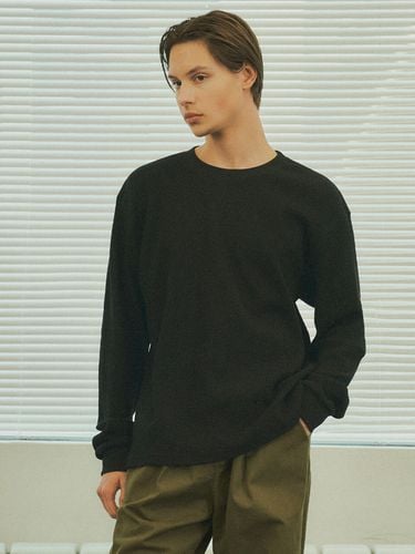 Waffle Long Sleeve T-shirt [Black] - HALBKREIS LAYOUT - Modalova