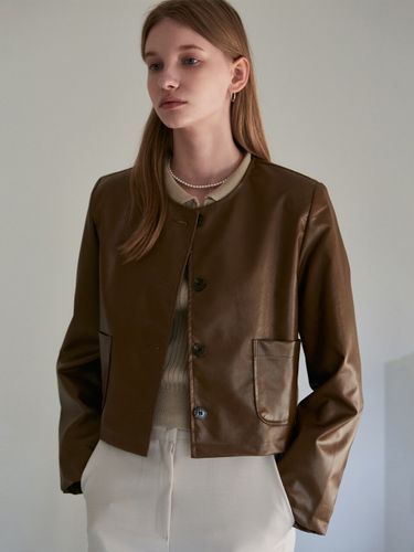 Eco Leather Round Jacket_Brown - YAN13 - Modalova