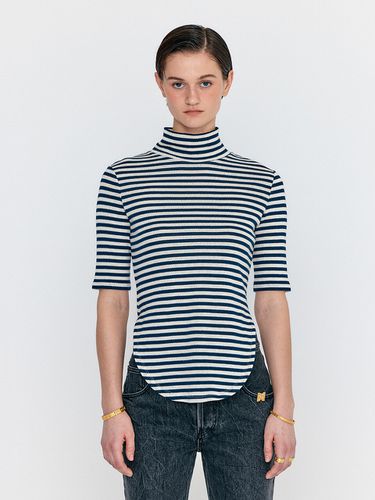 Wersey High Neck Stripe Jersey Top - EENK - Modalova