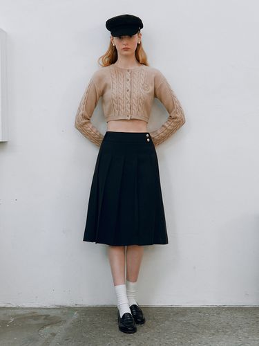 Pleated Belt Midi Skirt_Black - ROLAROLA - Modalova