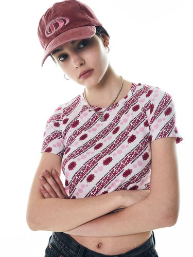 Dums Print Cropped T-Shirt [PINK] - DISCHORDSOUND - Modalova