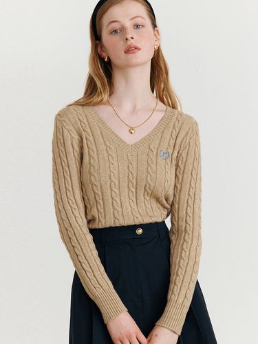 Rola V-neck Cable Knit_Beige - ROLAROLA - Modalova