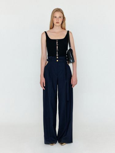 Wette Double Belted Wide Pants_Navy - EENK - Modalova