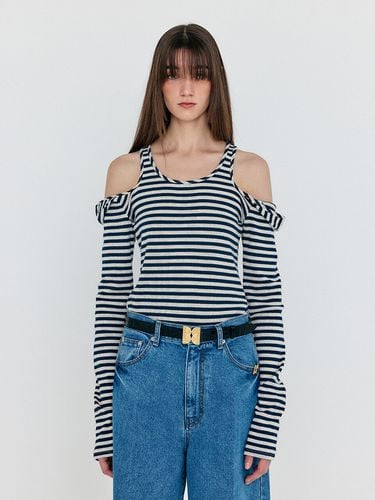 Woui Long Sleeve Cutout Jersey T-Shirt_Navy Stripe - EENK - Modalova