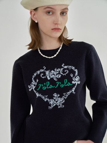 ROLAROLA X SAKI Heart Knit_Navy - ROLAROLA - Modalova