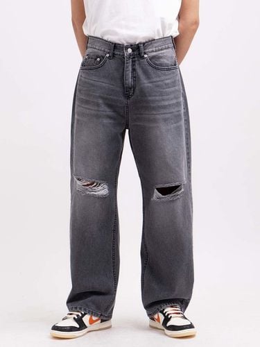 Destroyed Curved Fit Denim Pants_Gray - DEEP SENSE - Modalova