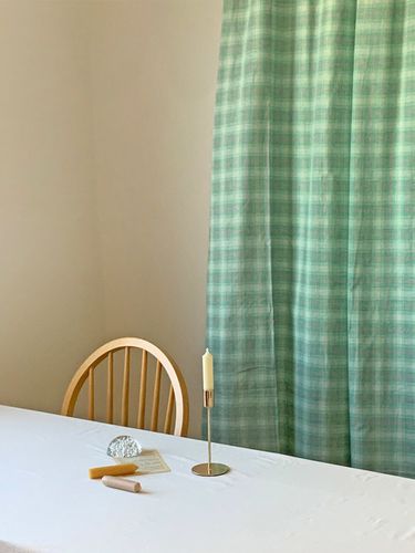 Green Plaid Vintage Curtains - Mood Sunset - Modalova