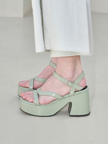 Kai Platform Sandals Leather_Mint Grey - blanc sur blanc - Modalova