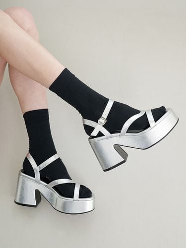 Kai Platform Sandals Leather_Silver - blanc sur blanc - Modalova