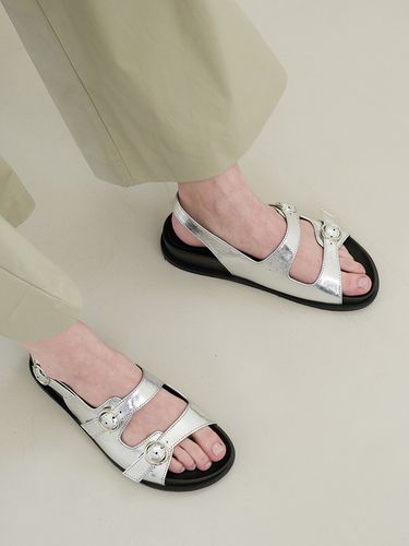 Oscar Sandals Leather_Silver - blanc sur blanc - Modalova