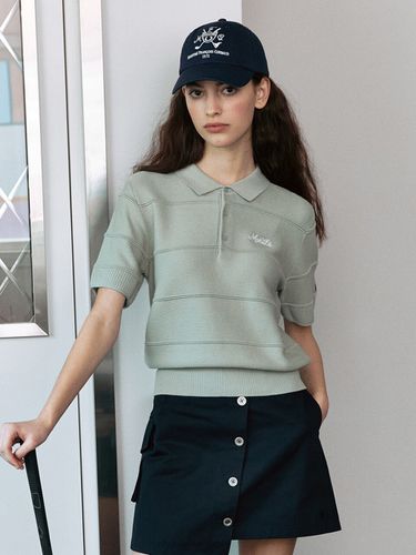 Mouvement Half Sleeve Collar Sweater_Light Green - MARITHE MOUVEMENT - Modalova