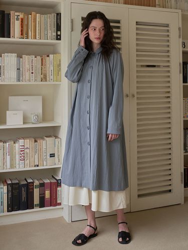 April Flared Coat - Blue Gray - AMOUR - Modalova