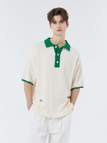 Color Contrast Cotton Half-Sleeve Polo Knit Shirt - CITYBREEZE - Modalova