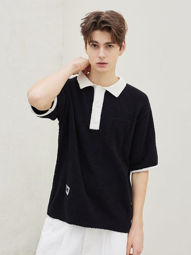 Color Contrast Cotton Half-Sleeve Knit Polo Shirt - CITYBREEZE - Modalova