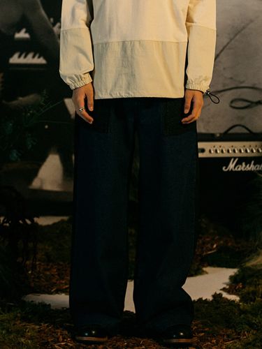 Color Block Denim Wide Pants [Blue] - OGARP - Modalova