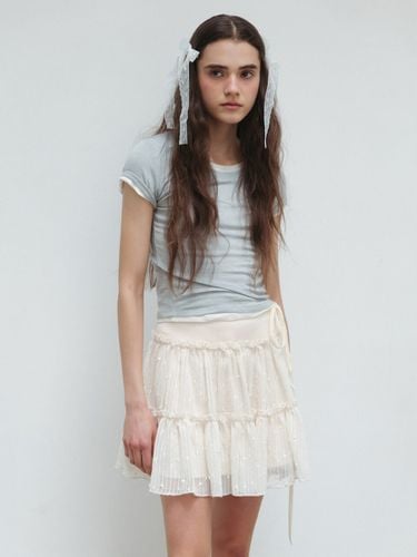 Gathered Chiffon Layered Skirt_Light Salmon - THETIS - Modalova