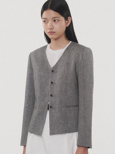 Summer Wool Linen Jacket_Charcoal - tetu - Modalova