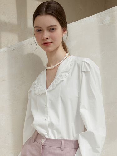 Cotton Lace Blouse_White - JOORTI - Modalova