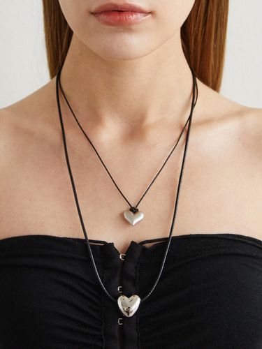 Big Heart Leather String Necklace_2 Colors - ANNAFLAIR1986 - Modalova