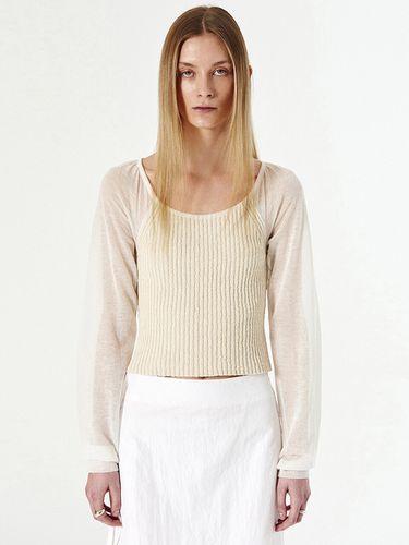 Glittering Sleeve Knit Top - DIAGONAL - Modalova