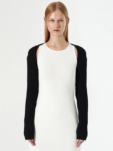 Wide Ribbed Knit Bolero_Black - DIAGONAL - Modalova