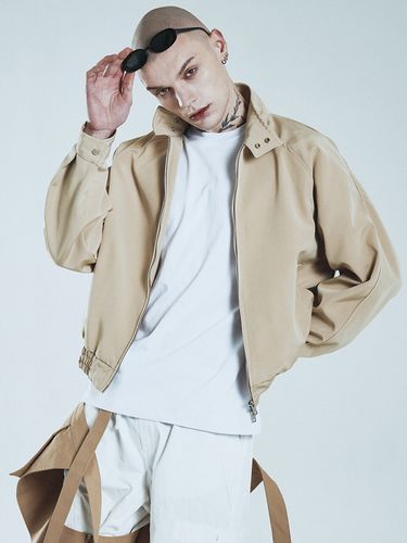 Harrington Jacket [Beige] - EASY NO EASY - Modalova