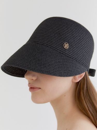 Basic Logo Pendant Raffia Cap_Black - halden - Modalova