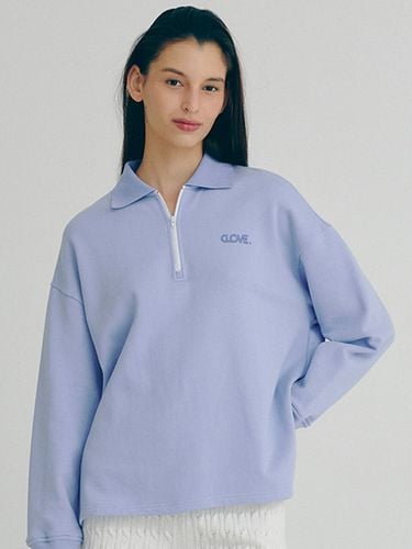 Logo Half Zip T-shirt_Sky Blue - CLOVE - Modalova