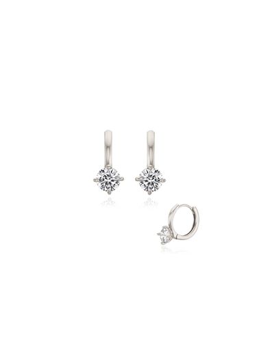 Silver One-Touch Earrings SC1673 - STONEHENgE - Modalova