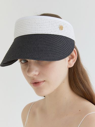 Basic Pendant Raffia Sun Visor_Black White - halden - Modalova