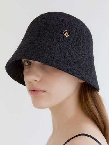 Logo Pendant Raffia Bucket Hat_Black - halden - Modalova