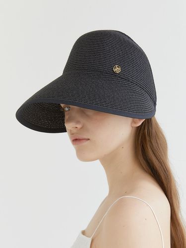 Half Cloche Logo Pendant Raffia Cap_Black - halden - Modalova