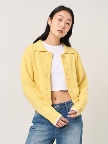 Basic Cropped Cardigan Yellow - PLAC - Modalova