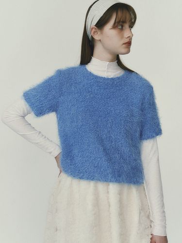 Hairy Half Sleeve Knit - Blue - SO IR - Modalova