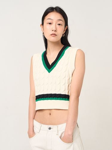 Color Point Knit Vest White - PLAC - Modalova