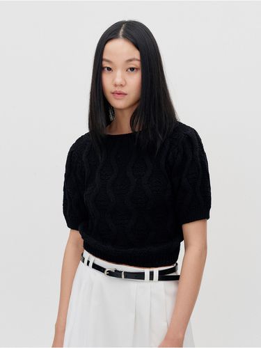 Cable Knit Cropped Top_Black - RE RHEE - Modalova