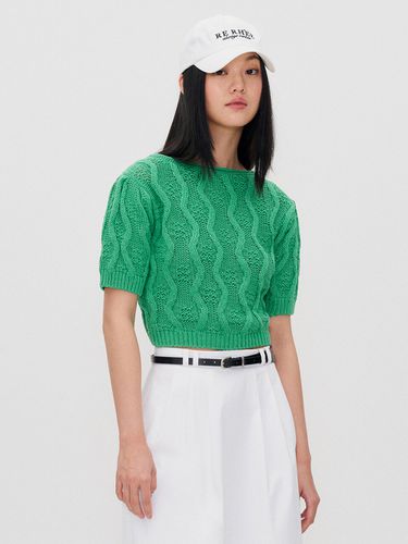 Cable Knit Cropped Top_Green - RE RHEE - Modalova