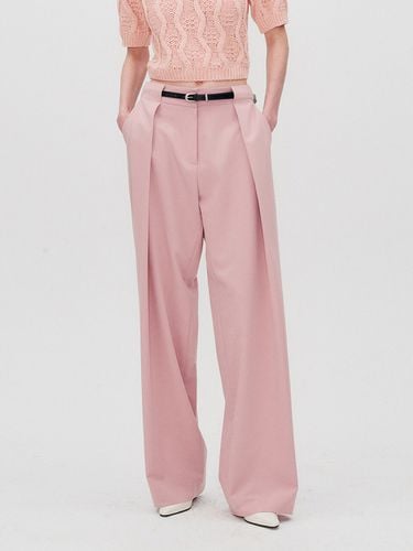 Belt Waist Detail Wide Leg Trousers_Mauve Pink - RE RHEE - Modalova