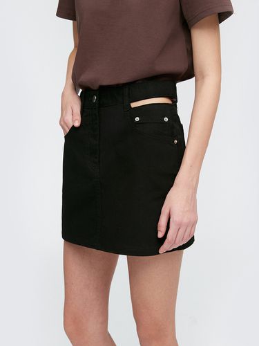 Cut Out Cotton Mini Skirt_Black - MONGDOL - Modalova