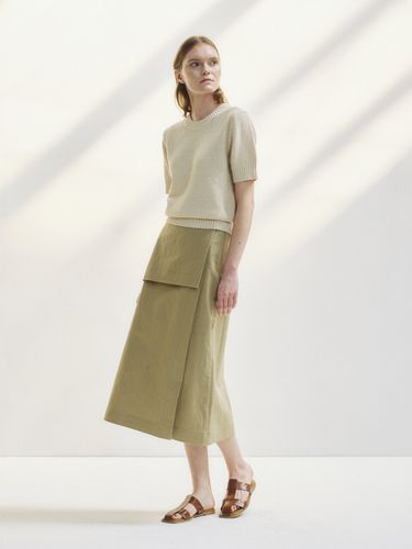 A-line Midi Skirt _Beige - NONNIERE - Modalova