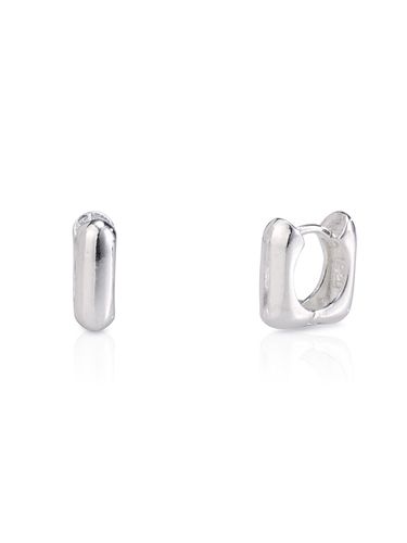 Silver One-Touch Hoop Earrings_Square - REINDEER - Modalova