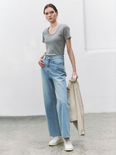 Blue Wide Denim Pants _Blue - NONNIERE - Modalova