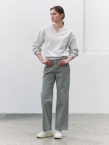 Dyed Wide Denim Pants _Light Grey - NONNIERE - Modalova