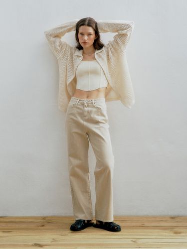 W104 Dyeing Wide Pants_Beige - WAAR - Modalova