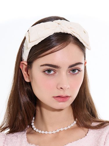 Textured Ribbon Headband Marica_ 5 Colors - WHITE SANDS - Modalova