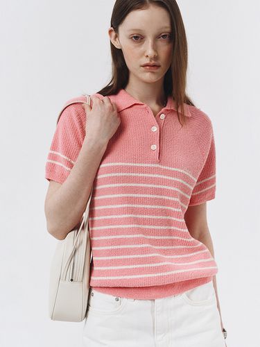 Unisex Collared Stripe Knit_Pink - Dunst for WOMEN - Modalova